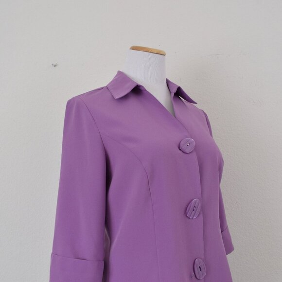 Vintage 90s Purple Stretch Blouse by Kathy Chen | size 8 - Picture 4 of 10
